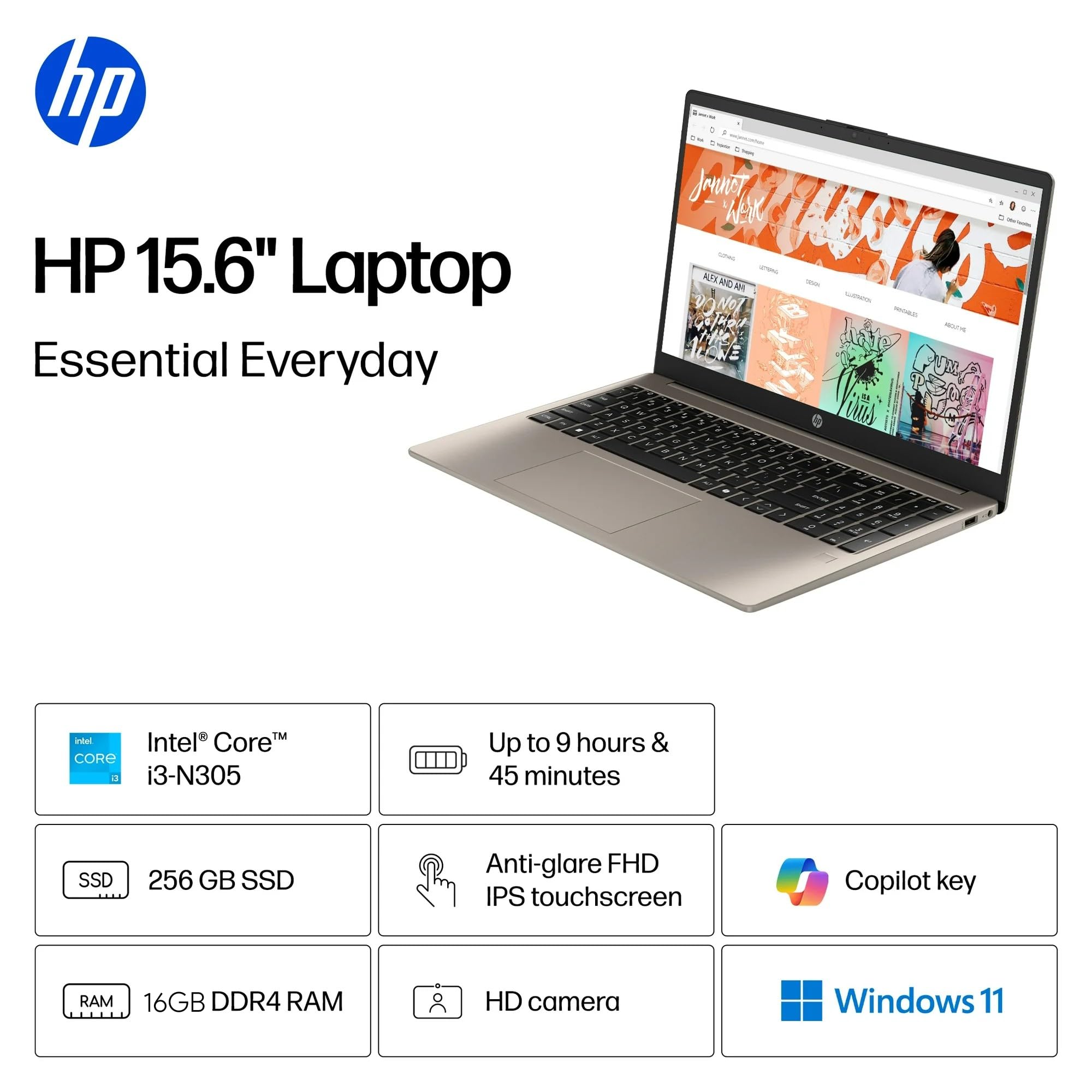 Amazon.com: HP 15.6“ FHD Touchscreen Laptop with Office 365 for
